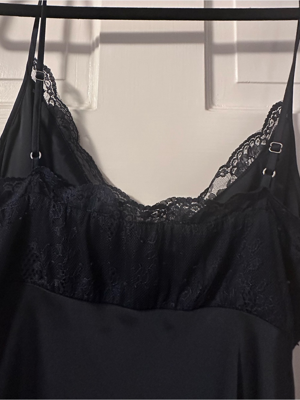 Abercrombie Satin Lace-Trim Slip Dress in Deep Navy - Picture 4 of 8
